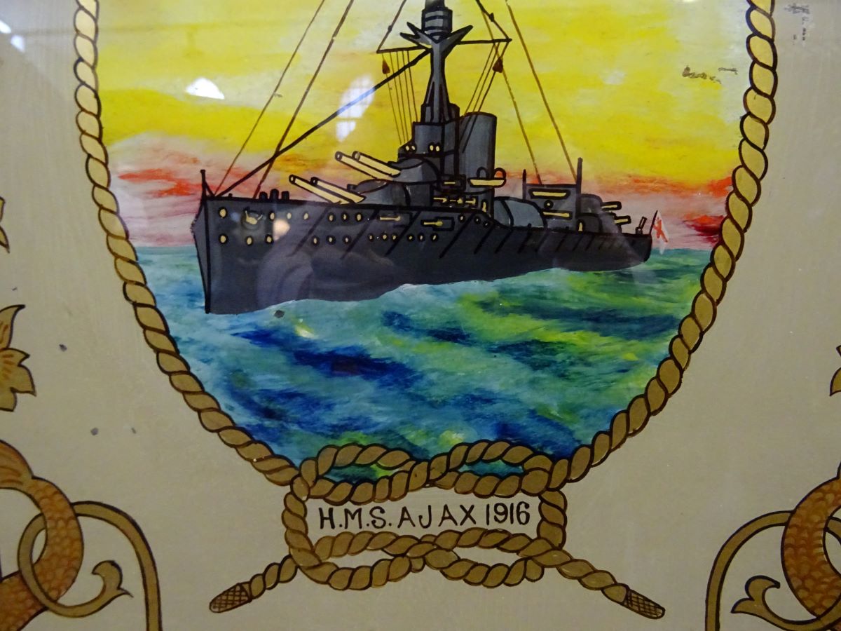 Reverse painting of HMS Ajax '1916'